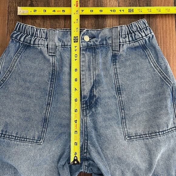 Blank NYC Cargo Jean Straight Leg High Waisted Baggy Loose Fit Size Medium Blue - Picture 11 of 16